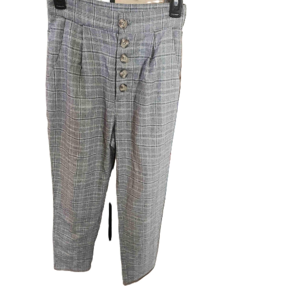 Bar Dot Black Check Pattern Cropped Trousers Size… - image 2
